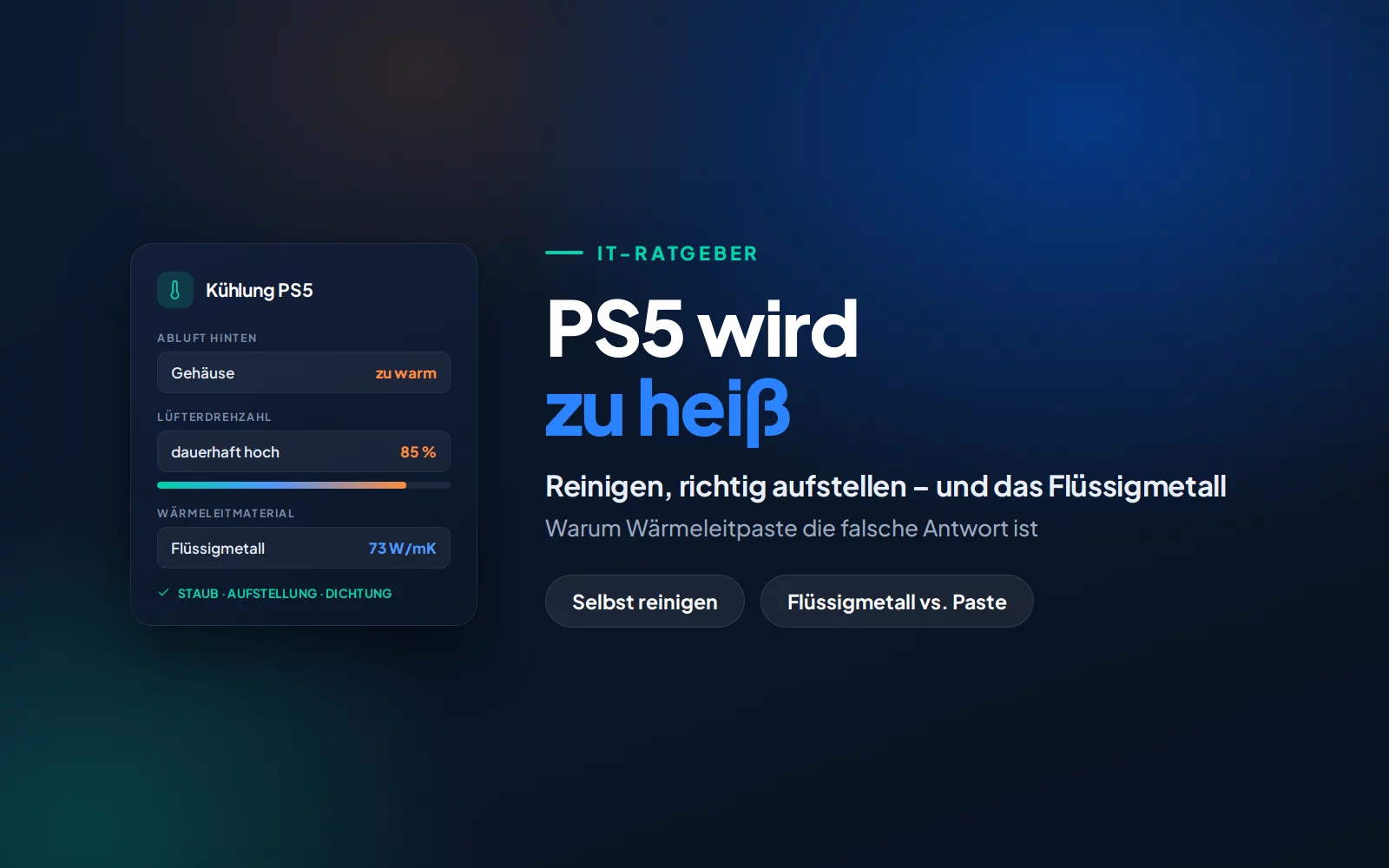 PS5 wird zu heiß: Reinigung und Flüssigmetall