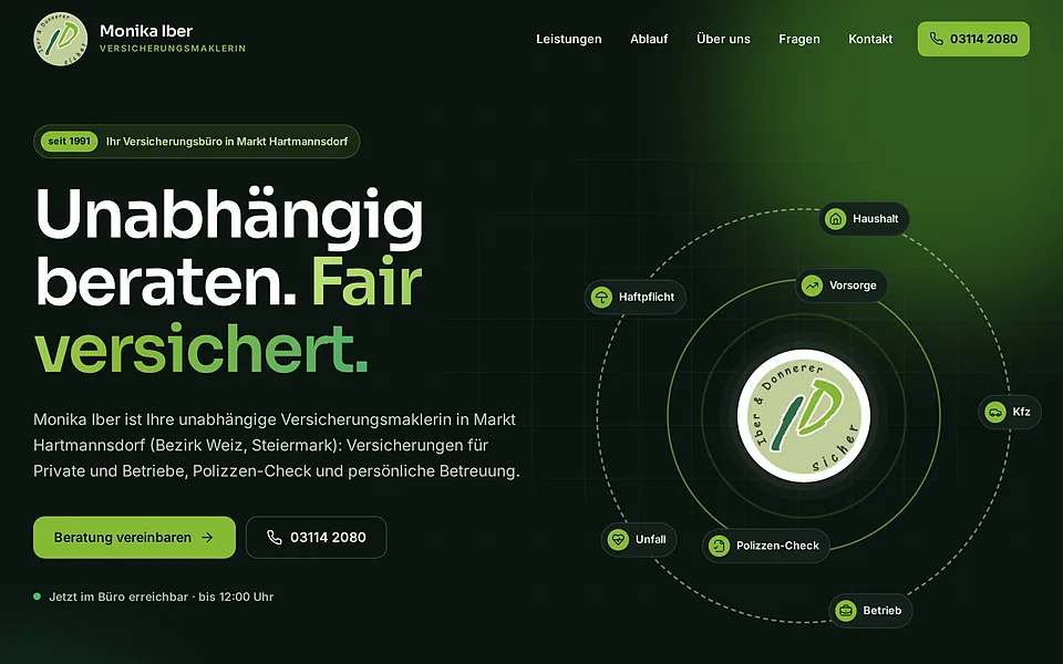 Website-Referenz: Monika Iber – Versicherungsmaklerin