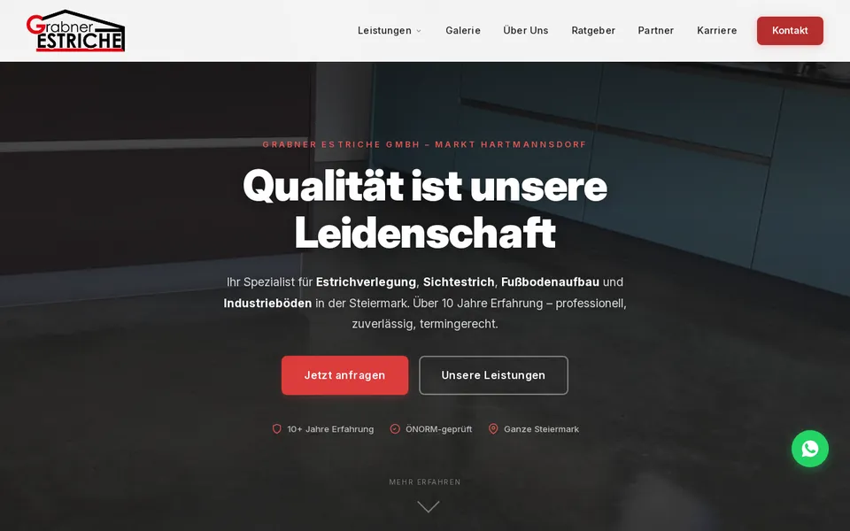 Website-Referenz: Grabner Estriche