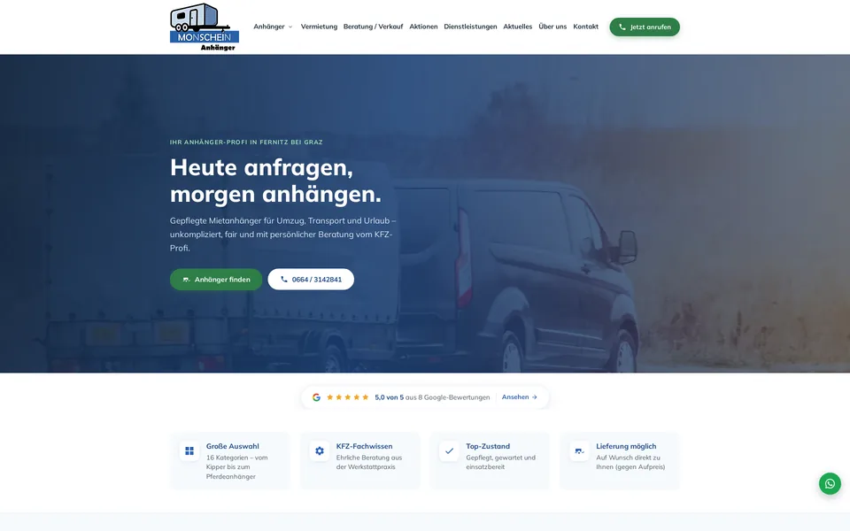 Website-Referenz: Monschein Anhänger