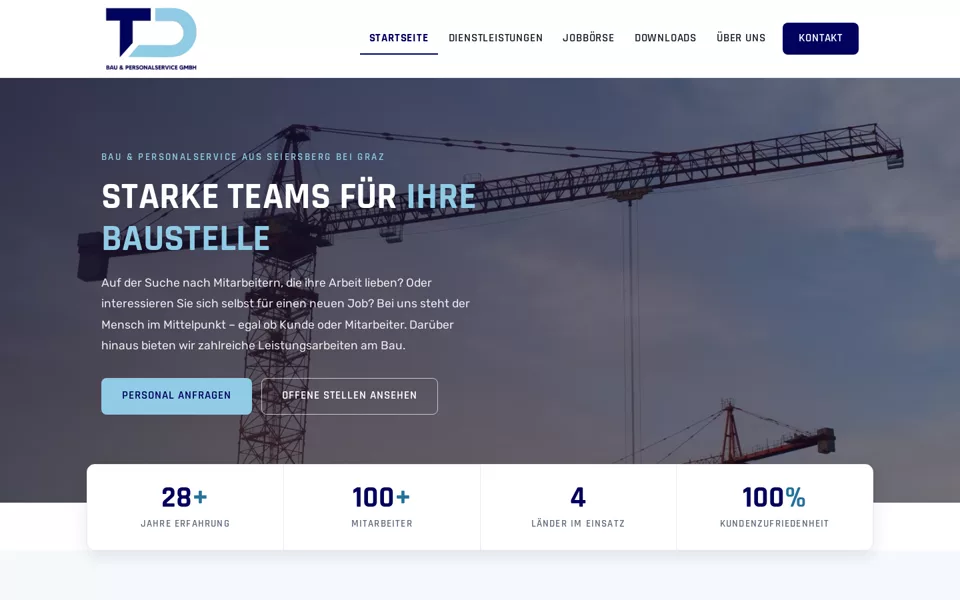 Website-Referenz: TD BAU & Personalservice
