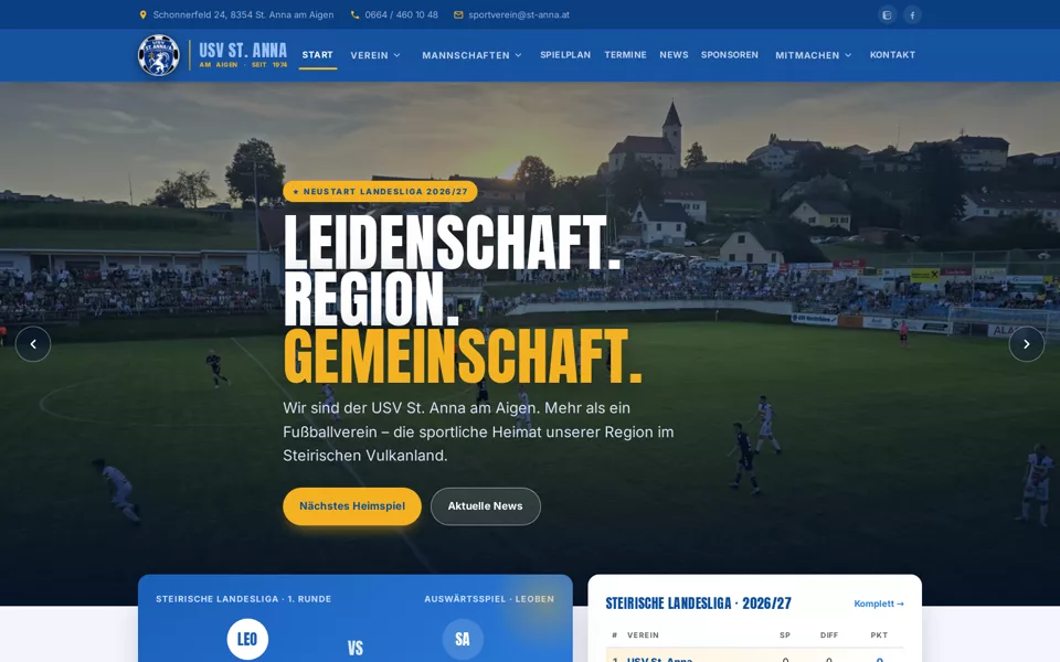 Website-Referenz: USV St. Anna am Aigen