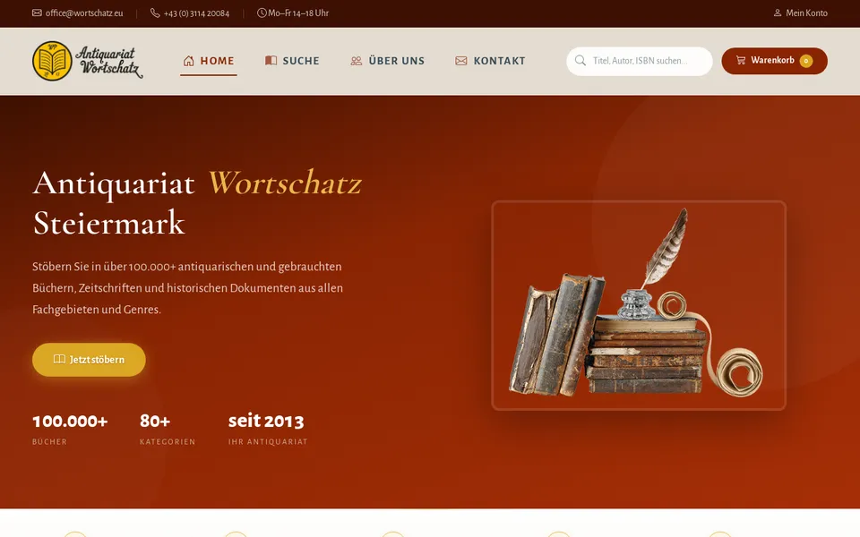 Website-Referenz: Antiquariat Wortschatz